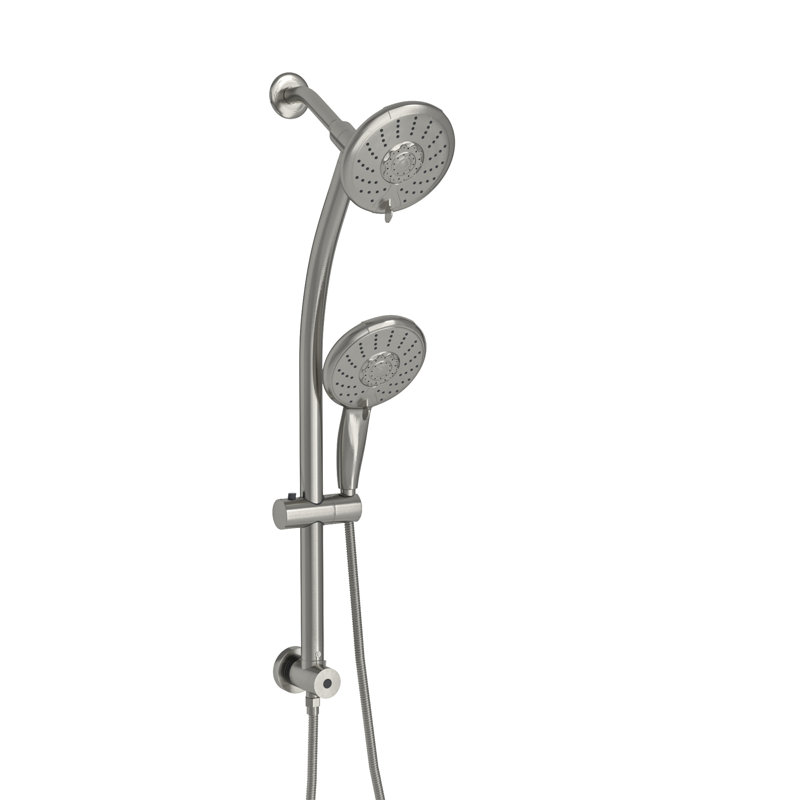 5-Functions Dual Shower Head with Slide Bar and Handheld Shower, Brushed Nickel