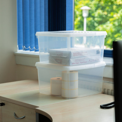 Wham Clip Square Plastic Storage Boxes with Secure Clip Lock Lids Clear/Clear/Clear