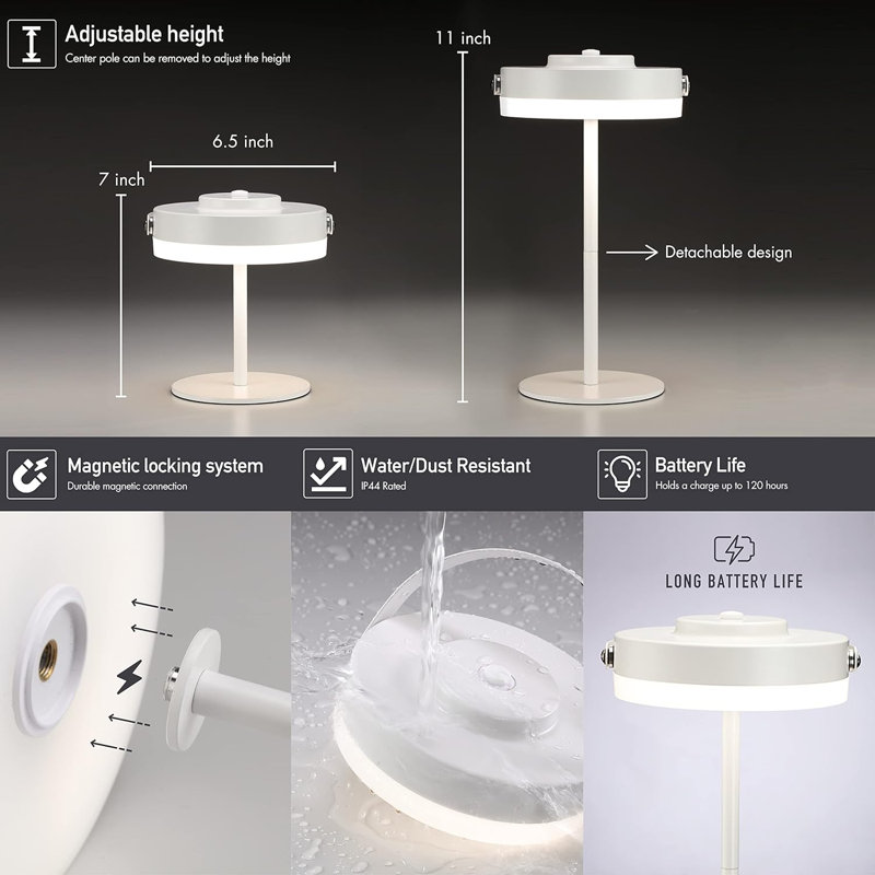 Lampe d'appoint en métal Yoseph, Blanc