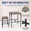 Ensemble de salle à manger 3 pièces de style pub, table de bar carrée de 60 cm et 2 tabourets, style bistro en bois antique, idéal pour les petits espaces et les appartements, gris-2722091