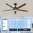 Smart Ceiling Fan With Lights, 5 Walnut Solid Wood Blades, 6268 Cfm, Energy Efficient Dc Motor, 3 Color Led (3000k/4000k/5000k), Timer, Remote Control, 6"/12"/24" Downrods For Living Room Bedroom Patio-1137632384