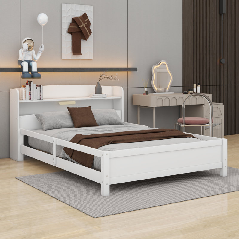 Lit plateforme avec rangement Eriny, Blanc