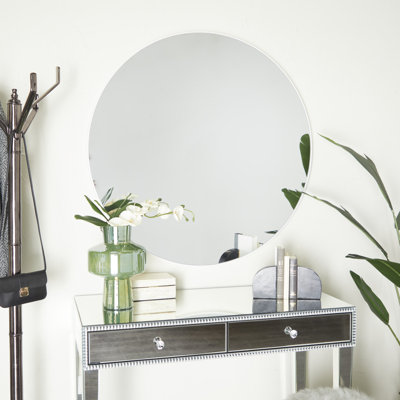 Grand miroir mural rond en bois minimaliste doré Christerpher avec cadre mince