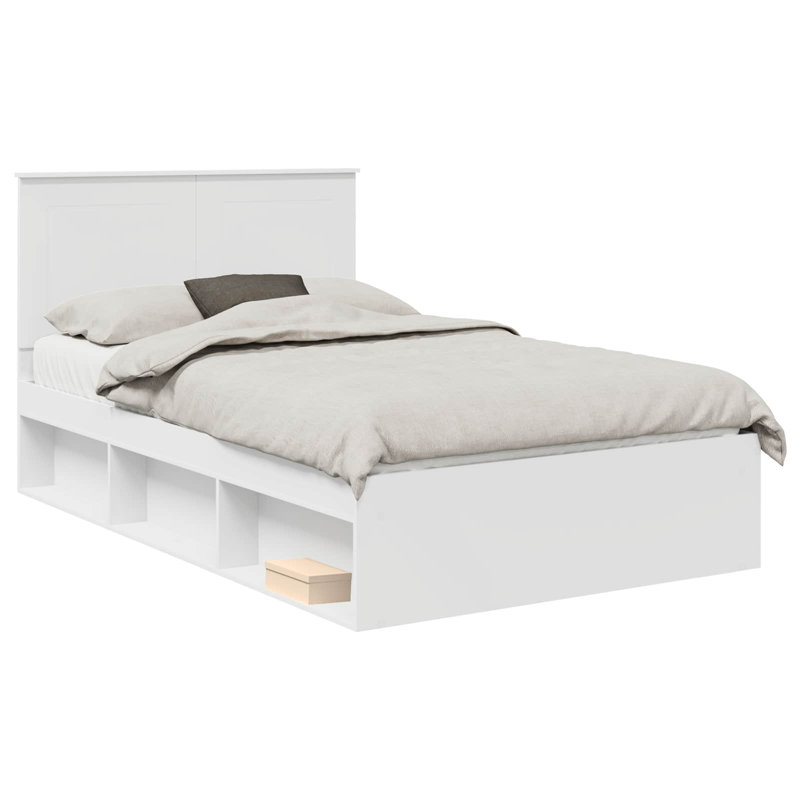 Solid Wood Bed, Small Double (4'), White