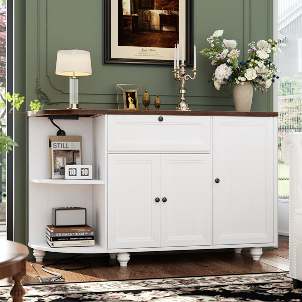 Wayfair Rustic Bar Charlton Home Bar à café avec prise de 55 po Farmhouse, tiroir avec 15 ...