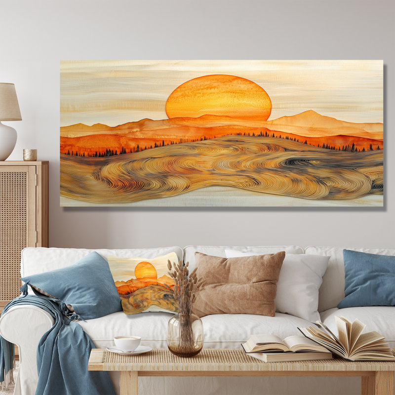 «Sunrise On A Marble Mountain Horizon», reproduction d'art traditionnelle en métal, art mural forêt en métal