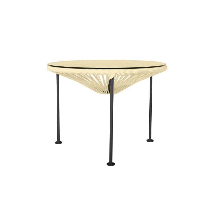 Zicatela Indoor Handmade Coffee Table, Ivory, Black