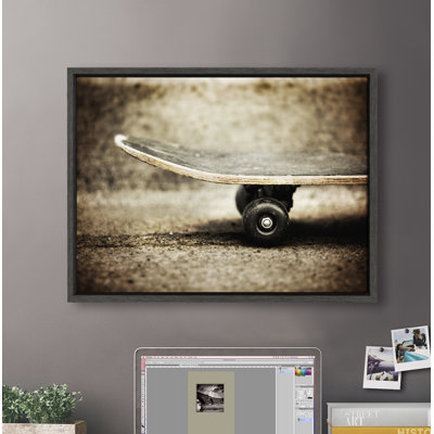 Imiya Vintage Skateboard Close Up' by Shawn St.Peter- Floater Frame Graphic Art Print on Canvas