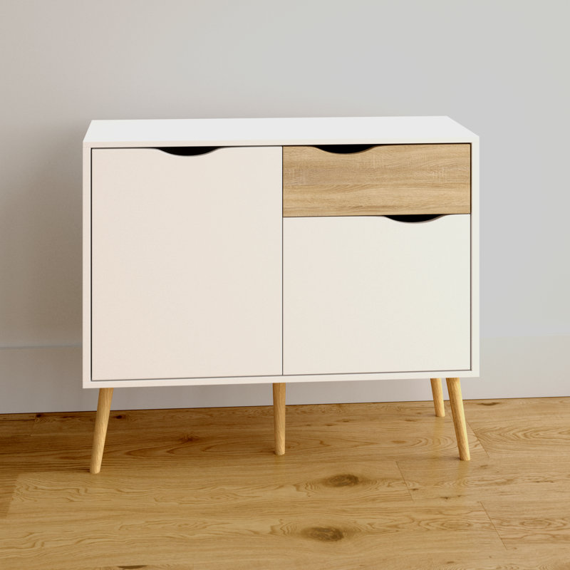 Havana 98.7Cm Wide 1 Drawer Sideboard, White/Oak