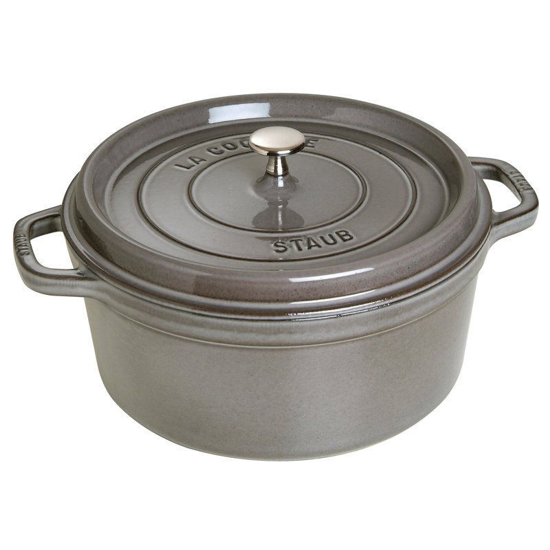 STAUB Round Cast Iron Cocotte, Grey, 24cm