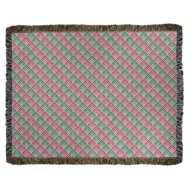 Couverture en coton tissé Katelyn Elizabeth, L 50 po x L 60 po, Rose clair / Vert