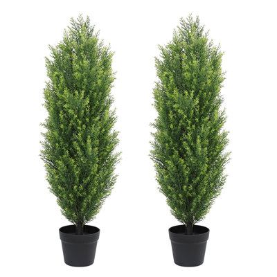 3 FT Tall Artificial Topiary Cedar Trees Outdoor Set of 2