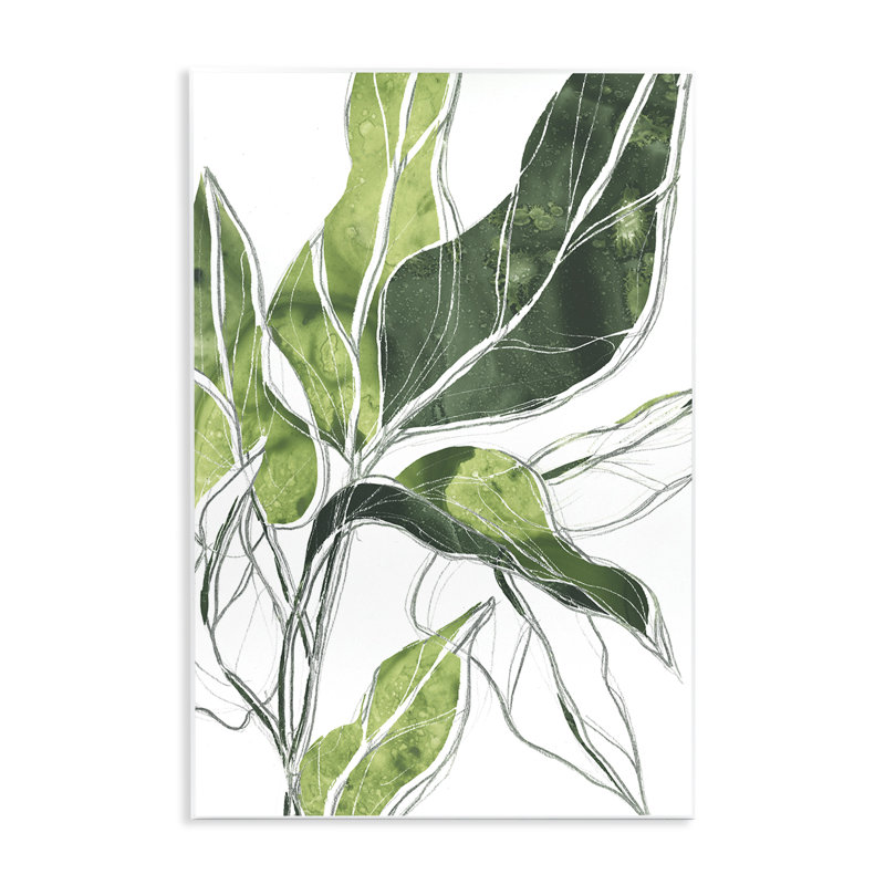 Motif de lignes vert palmier expressif, H 15 po x l 10 po