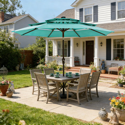 Parasol de patio 10 pi avec lumières solaires pour terrasse, piscine