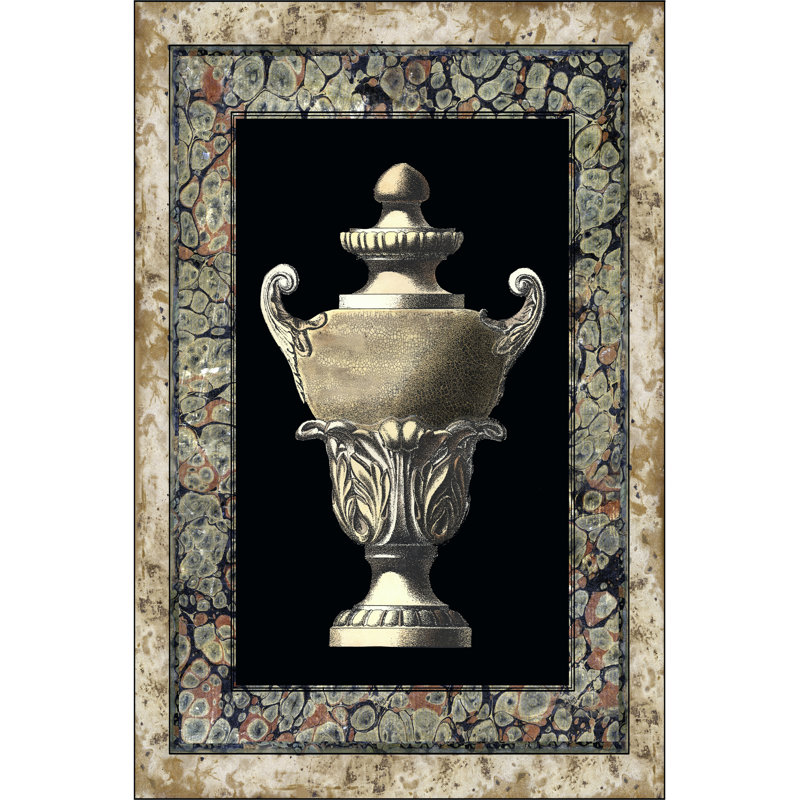 Urn On Marbleized Background I - Wrapped Canvas Art Prints, 76cm H x 51cm W x 3.8cm D
