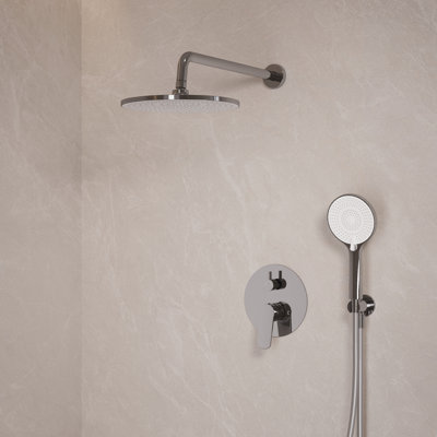 Concealed Shower System with Rain Shower and Hand Shower, Chrome