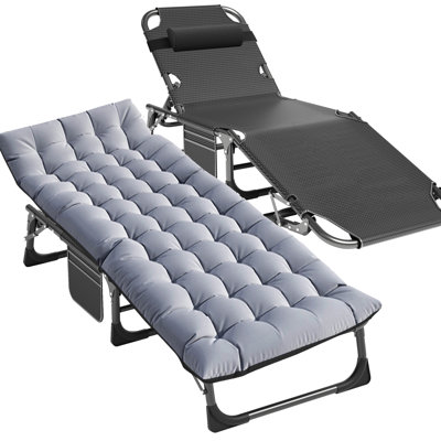 Lit de camp pliant avec matelas de 3,3 pouces à 2 côtés, lits de camping pliants avec sac de transport, portable