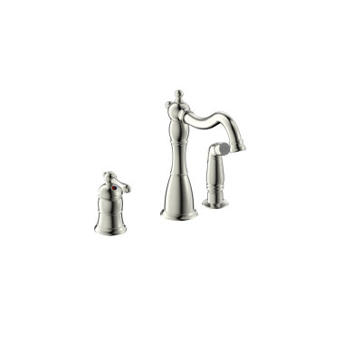 Robinet de cuisine à installation à 3 trous à installation simple avec douchette latérale Prime - nickel brossé Prime Collection