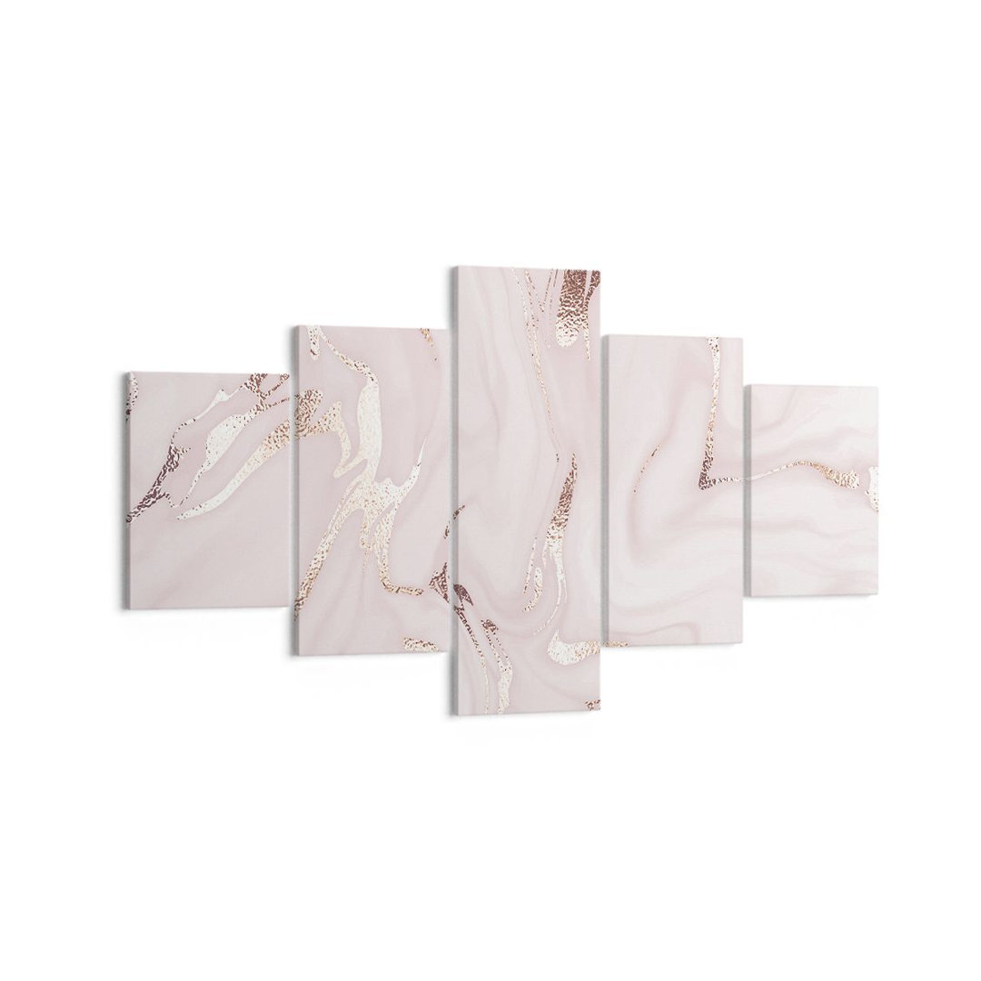 5-tlg. Leinwandbilder-Set Pink Marble Spilled