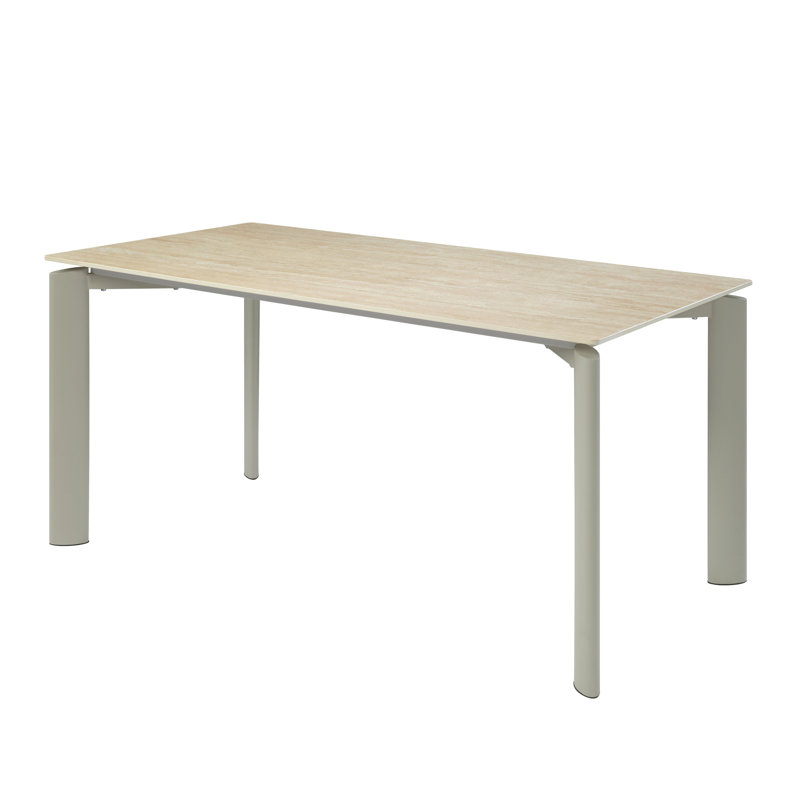 Table de salle à manger à plateau en céramique grise avec une apparence compacte minimaliste gracieuse