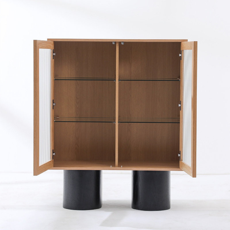 Buffet simple, Noir/Bois robuste