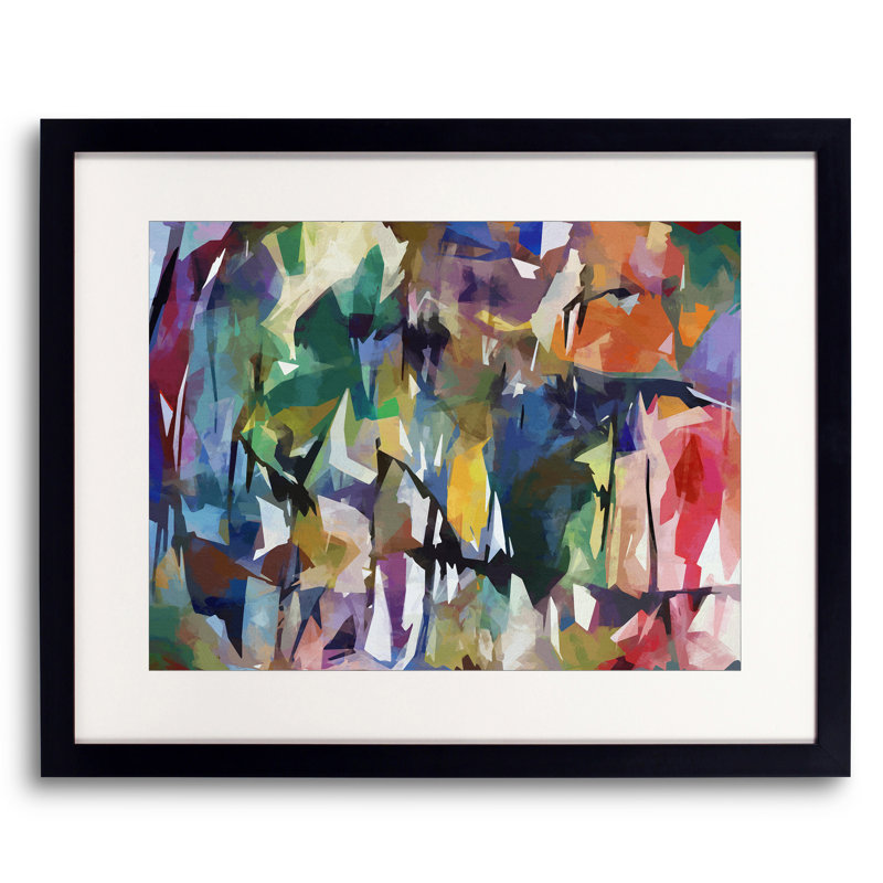 Abstract Print by Angel Estevez, Black Single Picture Framed Paper, 24" H x 30" W