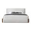 Grand lit tapissier Sahand en blanc et noyer