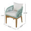 Chaise de salle à manger d'extérieur Davenwood moderne de style côtier en bois d'acacia massif avec dossier et coussins en corde tressée-135387721