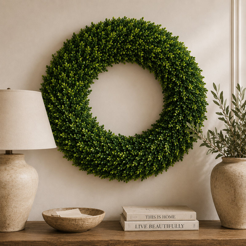 Boxwood Wreath, 30" H x 31" W x 7" D