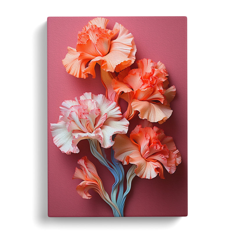 Carnation Flower Nouveau - Wrapped Canvas, 60cm H x 40cm W x 3cm D