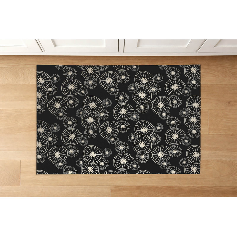 Tapis de cuisine à profil bas, Rectangle 3' x 5', Midnight Charcoal Floral