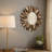 12 Inch Boho Sunburst Wall Mirror With Rustic Wood Frame