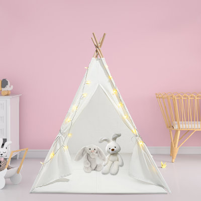 Tent Floor Standing Indoor Kids Tent Foldable With Mat, String Of Lights
