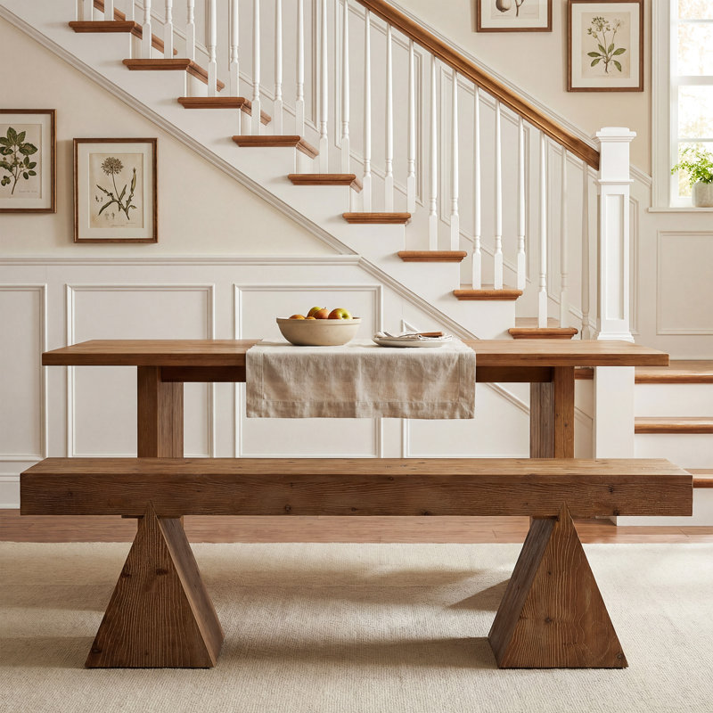 Solid Wood Bench-63 Rustic Dining Bench, Dark Brown