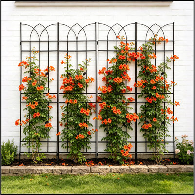 Ensemble de 4 treillis de jardin en métal 71 po x 17,7 po antirouille pour plantes grimpantes