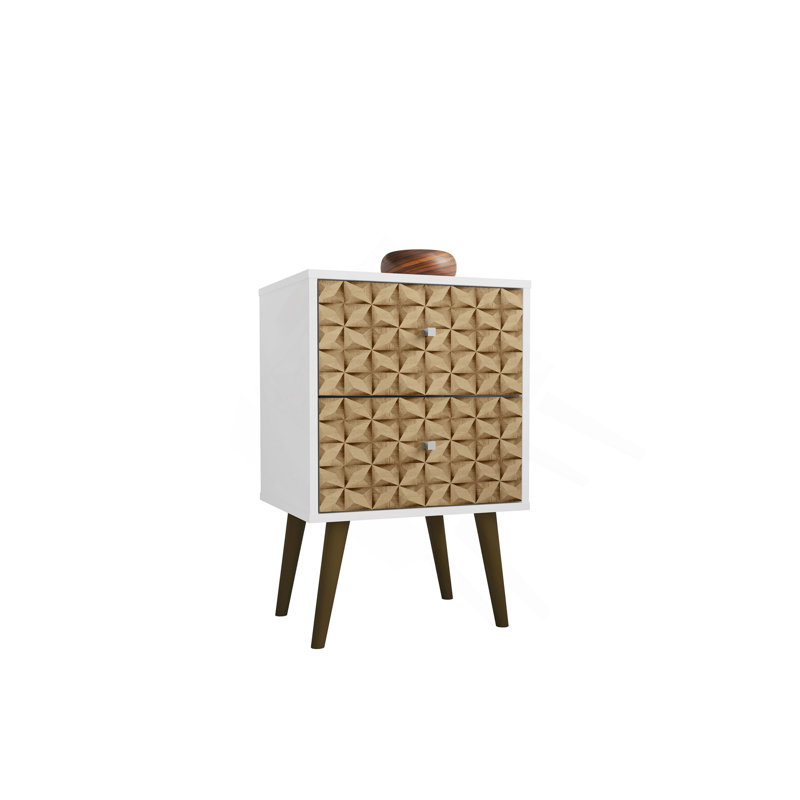 Table de chevet en naturel et blanc, Naturel / Blanc