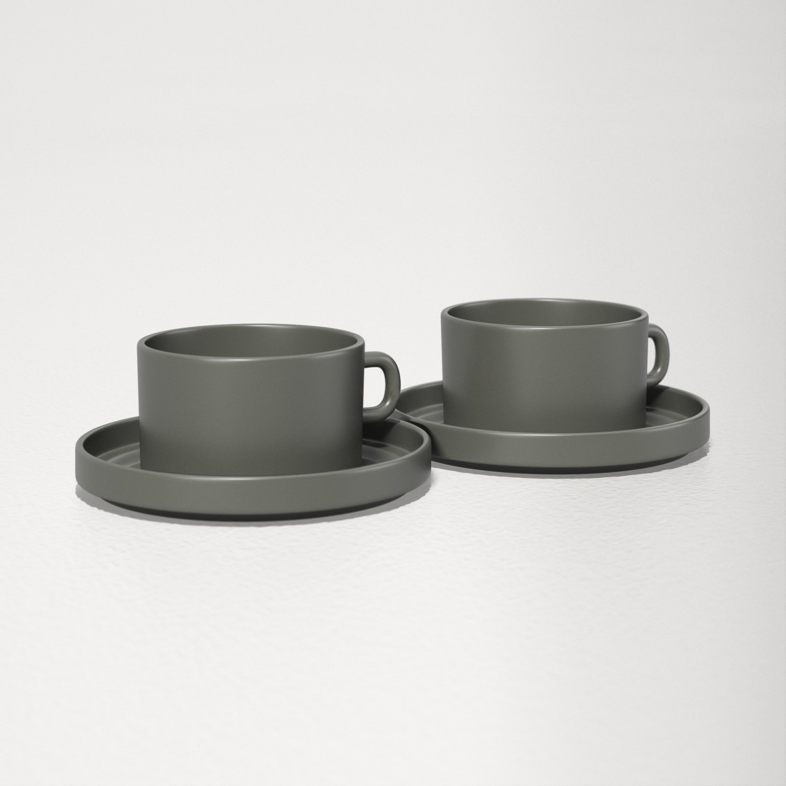 Pilar Stoneware Teacup, Pewter