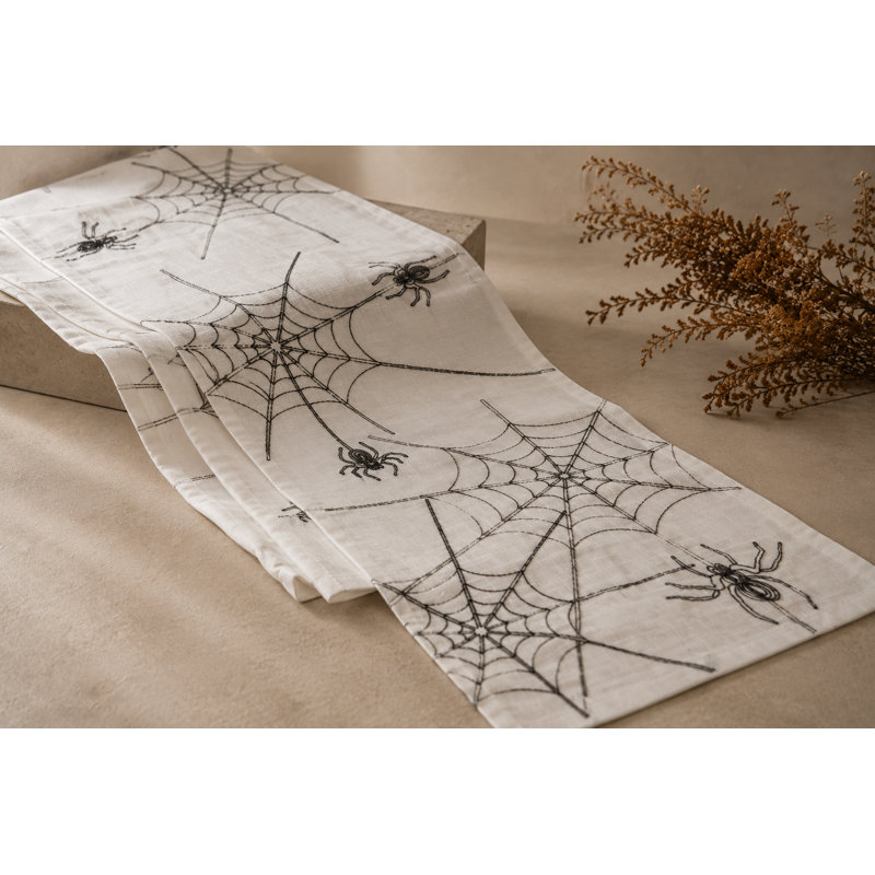 Chemin de table géométrique d’Halloween Cloutier, Blanc, l 70 po x L 15 po