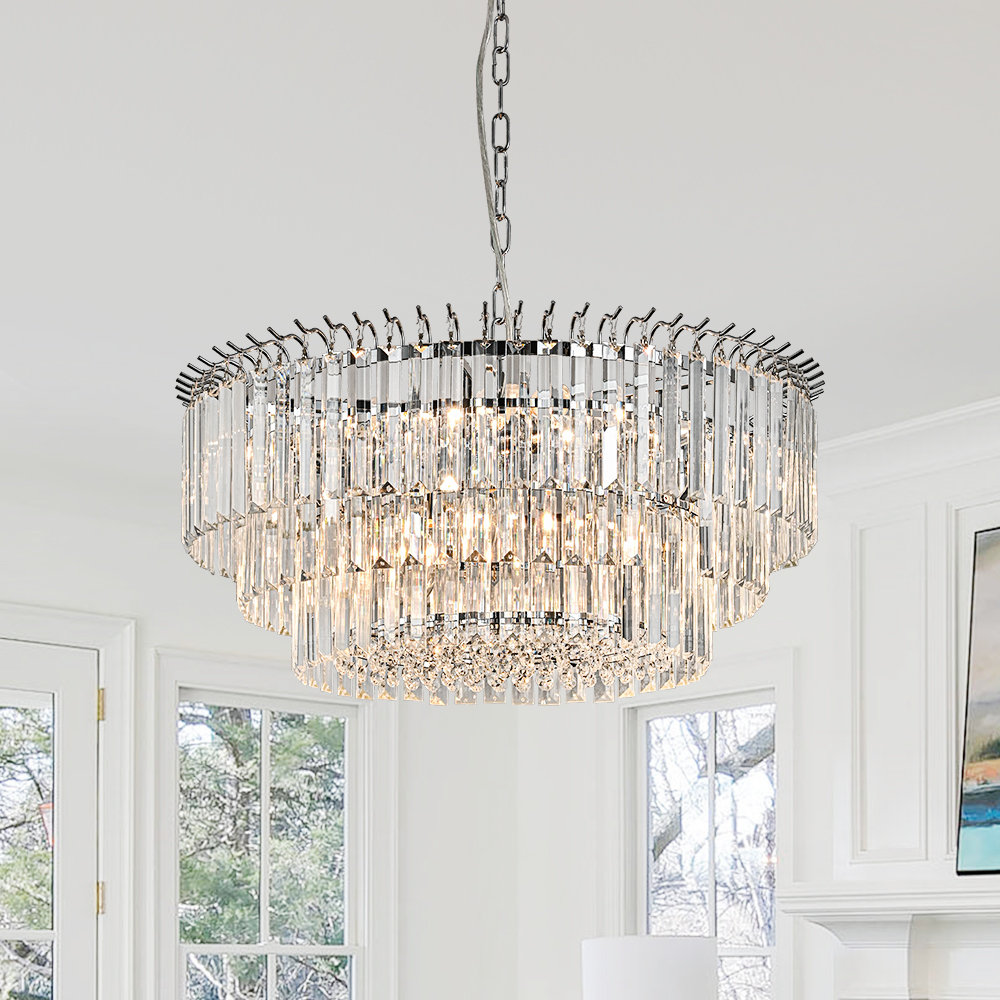 9 - Light Chandelier with Crystal Accents