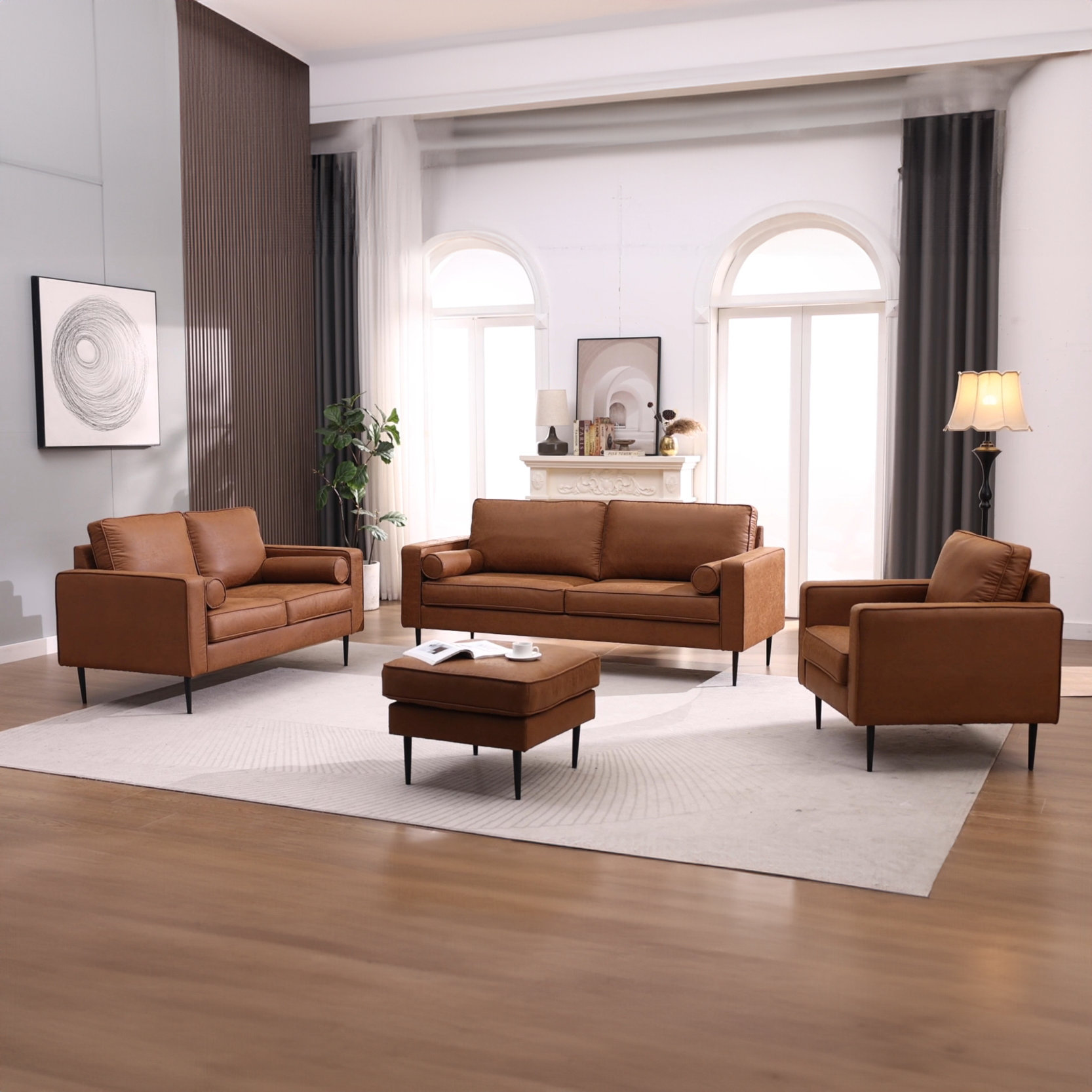 Ebern Designs Reisterstown 4 Piece Faux Leather Living Room Set