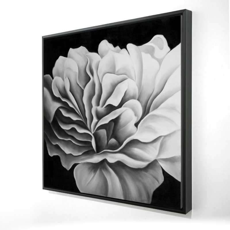 Magnifique fleur noire et blanche sur toile