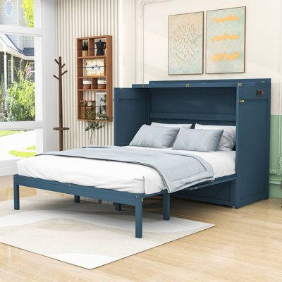 Queen Size Murphy Cabinet Bed with Built-In Outlets