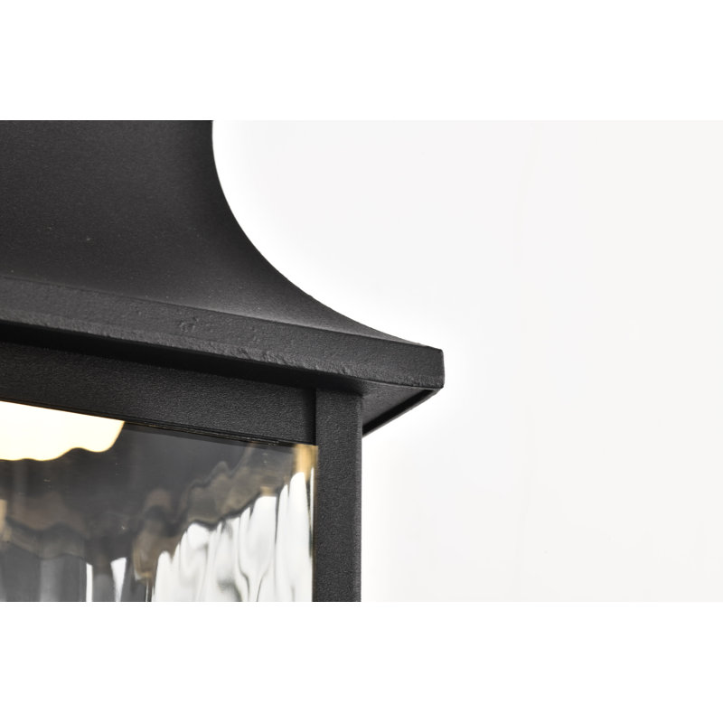 Austen Matte Black and Clear Water Glass Smart Outdoor Wall Lantern