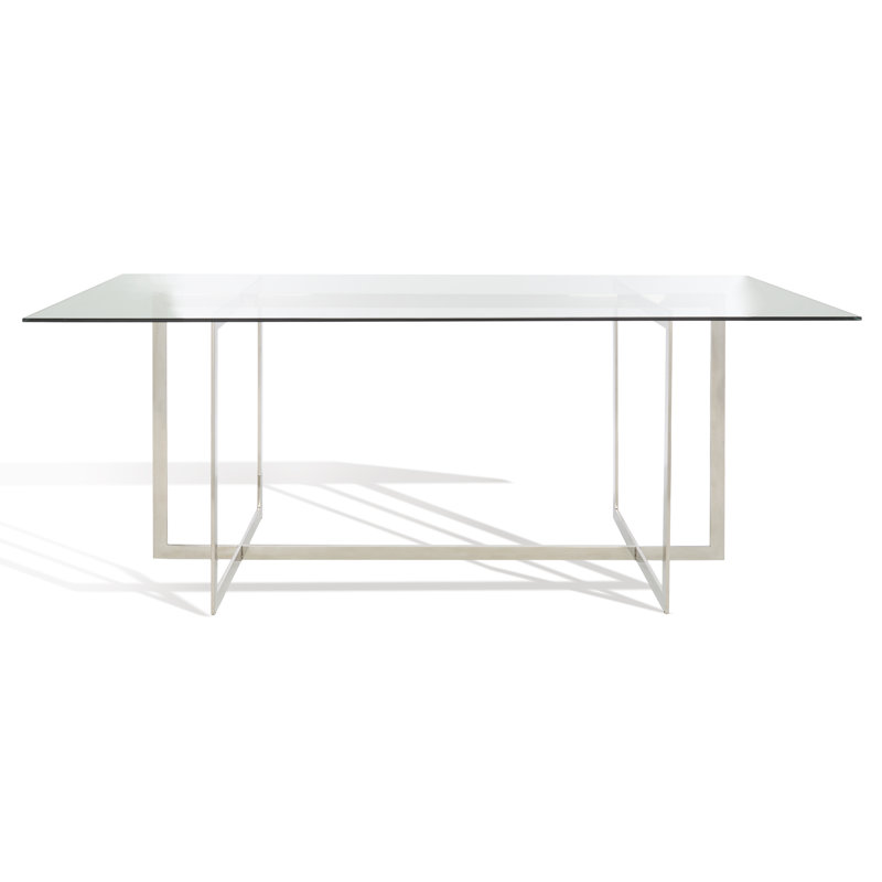 Polished Glass Top Dining Table with Chrome Base