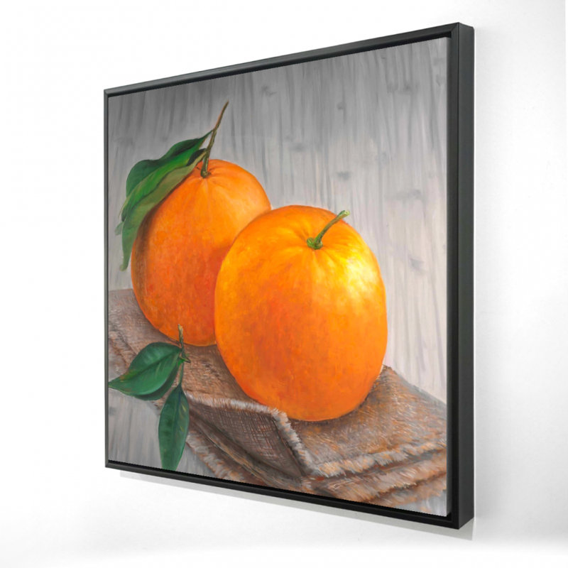 Two Oranges - Kitchen Food Framed Canvas for Home Decor