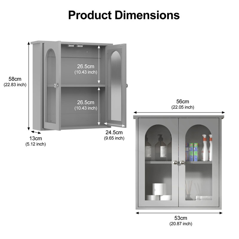 Wall Mounted Required Bathroom Cabinet, Grey