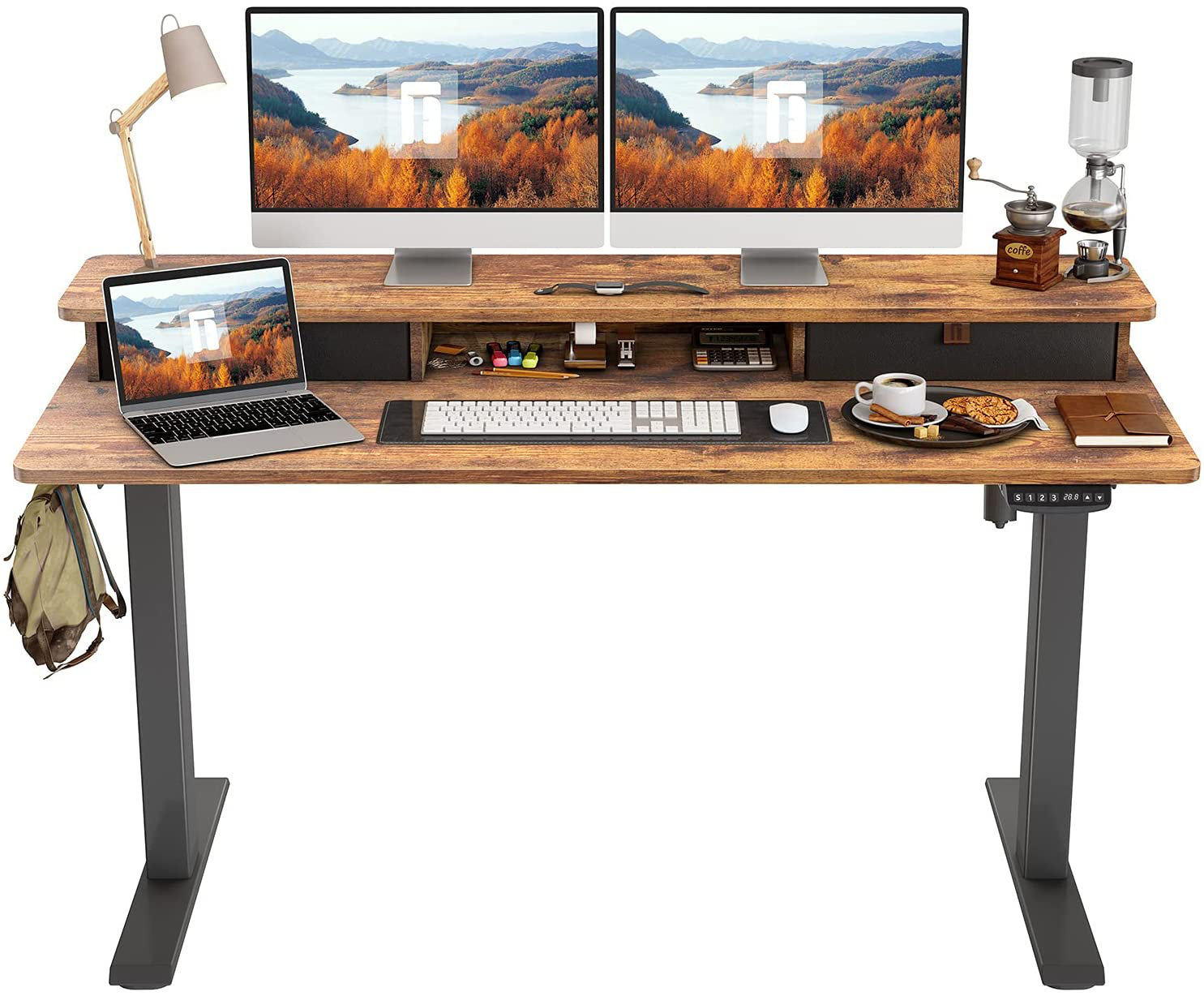 Inbox Zero Hemant Adjustable Solid Wood Top Standing Desk | Wayfair