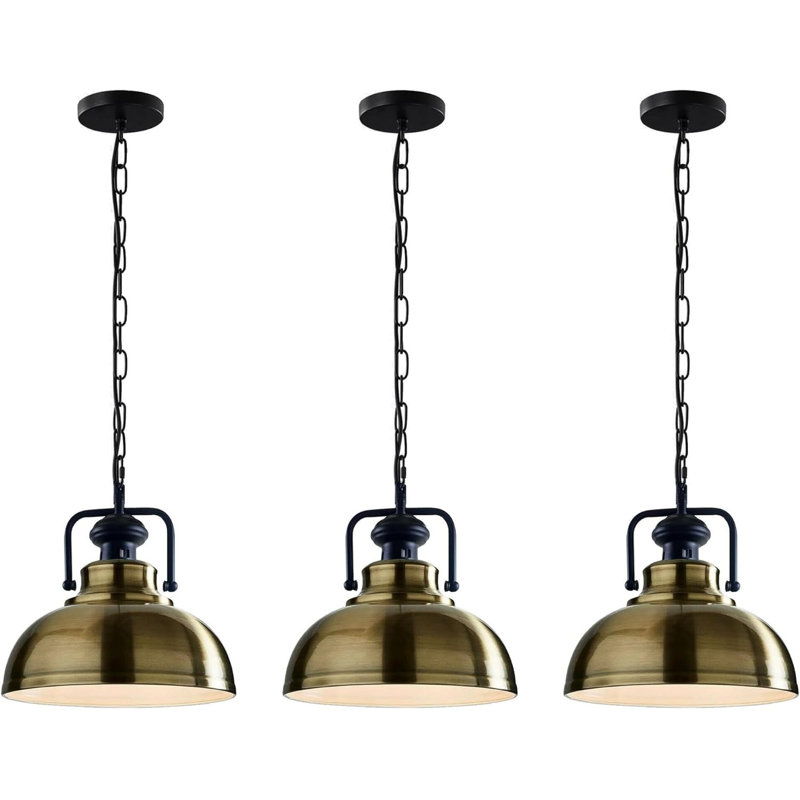 3 - Light Green Brass Dome Pendant