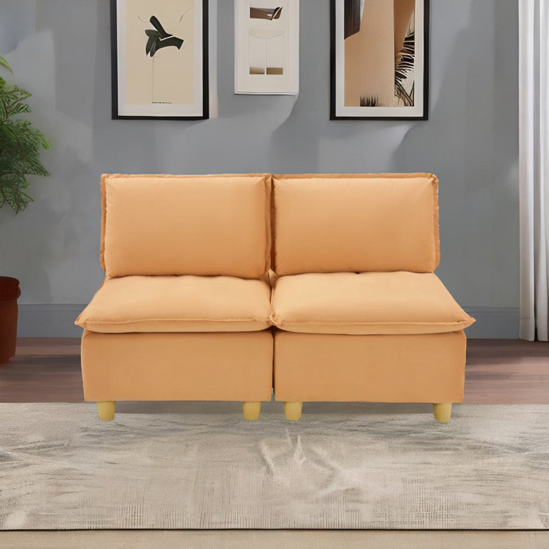 58" Double-seat Sofa, Brown