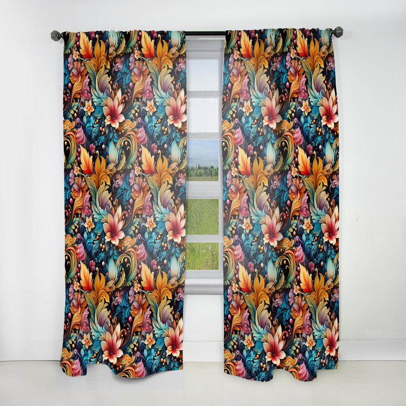 Motif cachemire bohémien Rhapsody V - rideau glamour - obscurcissant velours - 1 panneau, L 52 po x L 63 po